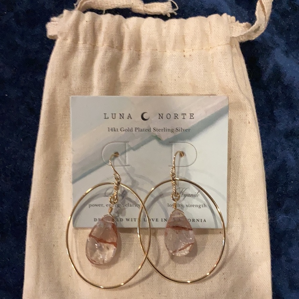 LUNA NORTE 14K GOLD PLATED STERLING SILVER EARRINGS - Picture 2 of 6